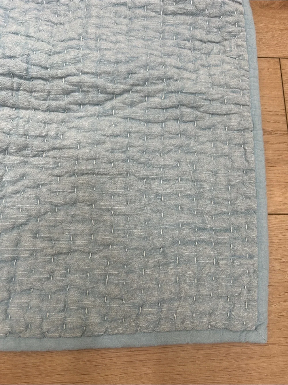 Pottery Barn Stonewashed Cotton Pick-Stitch Sham Blue Standard Set